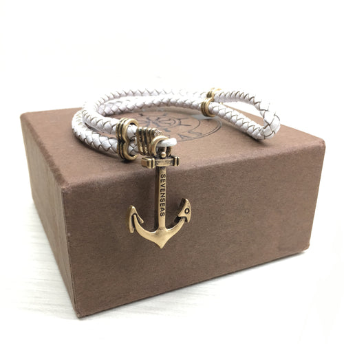 Seven Seas Anchor Dual-Laced Bracelet White (Gold)