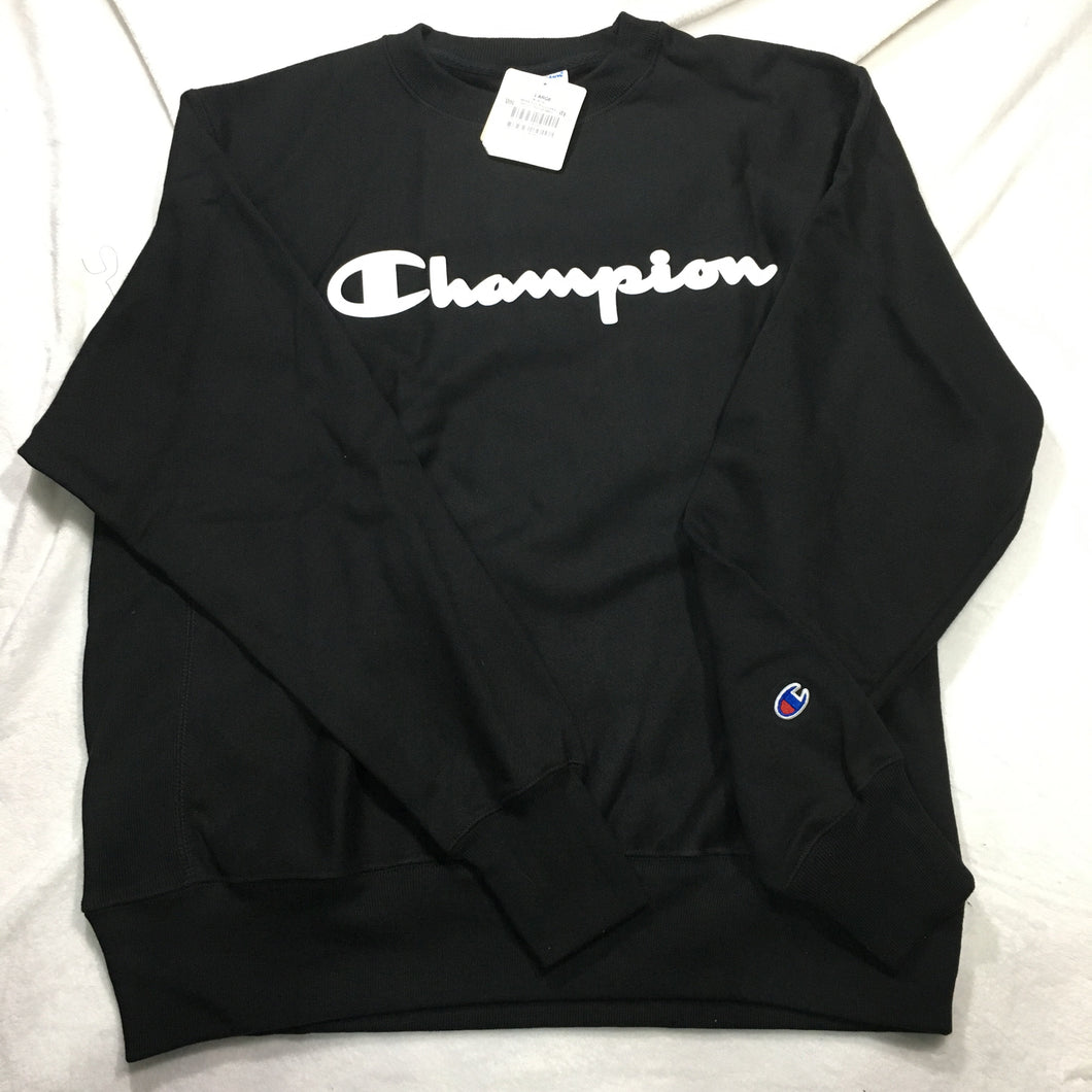 Champion Reverse Weave Classic Logo Script Sweatshirt (Black)(Onhand)