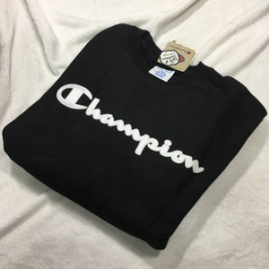 Champion Reverse Weave Classic Logo Script Sweatshirt (Black)(Onhand)