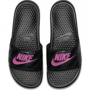 Nike Benassi JDI Womens Slides (Black Vivid Pink)(343881-061)